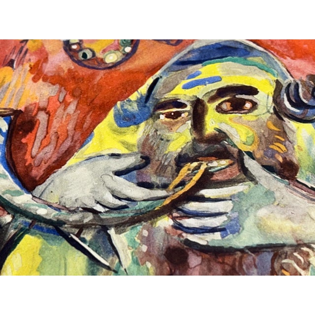 Mid-Century Modern Marc Chagall Lithograph Limited Edition "The Shophar Blower' W/Frame Included For Sale - Image 3 of 7