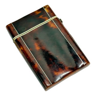 Georgian Tortoiseshell Folding Card Case With Silver Piqué Borders C. 1830 For Sale