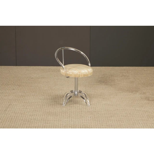 Charles Hollis Jones Lucite and Chromed Steel Vanity Swivel Stool, C 1970s For Sale - Image 10 of 14