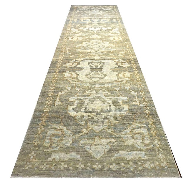 Persian 21st Century Persian Sultanabad Wool 3x12 Gray, Yellow & Ivory Handmade Runner Rug #1142054 For Sale - Image 3 of 4