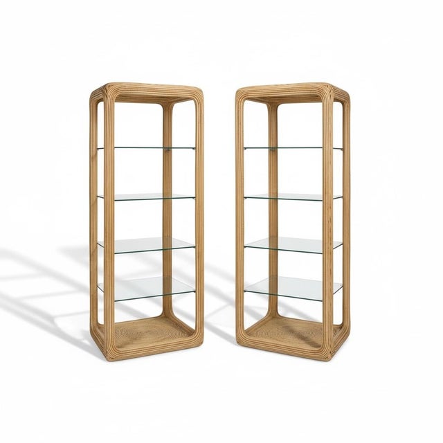 Contemporary 1970s Organic Modern Pencil Bamboo Crespi Style Etageres Shelves Bookcases - Pair For Sale - Image 3 of 4