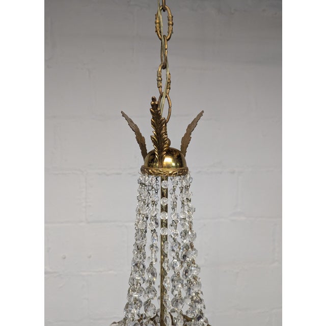 1940's Italian Empire Revival "Sac E Perle" Crystal Basket Chandelier For Sale - Image 4 of 13