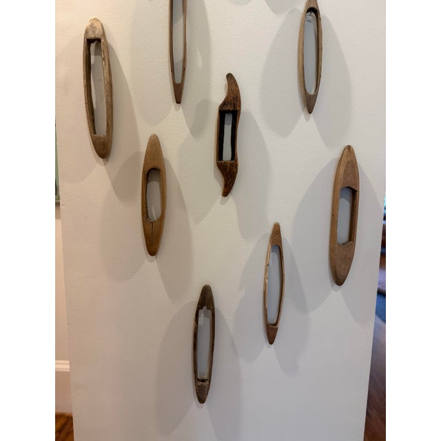 Mid 20th Century Vintage Collection of Wooden Weaving Loom Shuttles – Wall Art Display For Sale - Image 5 of 7