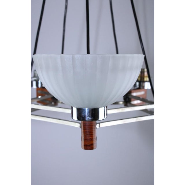 1930s Art Deco Rosewood and Glass Chandelier, 1930s For Sale - Image 5 of 14