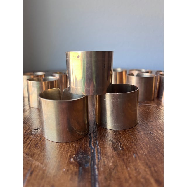 Traditional Vintage Brass Napkin Rings - Set of 12 For Sale - Image 3 of 5