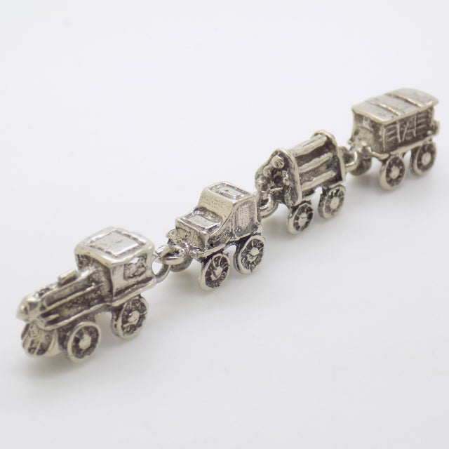 Vintage Italian Handmade Genuine Silver Toy Train Dollhouse Miniature Figurine For Sale - Image 6 of 10