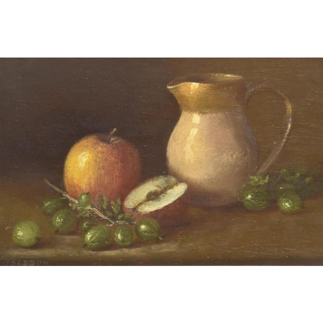 Fruit and Jug, 1920s, Ceramic & Linen, Framed For Sale - Image 3 of 6