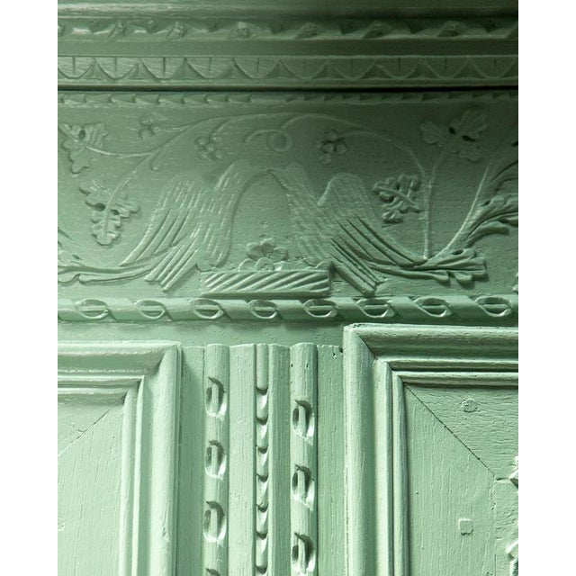 Early 19th Century French Pistache Green Marriage Armoire For Sale - Image 14 of 17