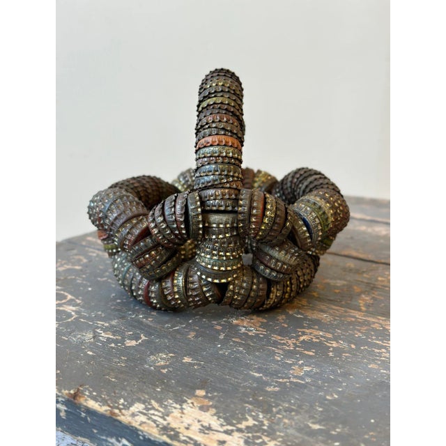 Vintage Folk Art Bottle Cap Sculptural Basket, Circa 1930s/40s For Sale - Image 9 of 12