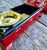 Vintage Japanese Red Lacquer Smoking Box With Mother-of-Pearl Birds and Brass Ash Receiver For Sale - Image 9 of 16