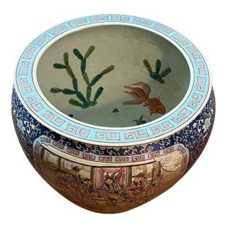 Antique 18th Century Chinese Qianlong Koi Planter or Pot For Sale