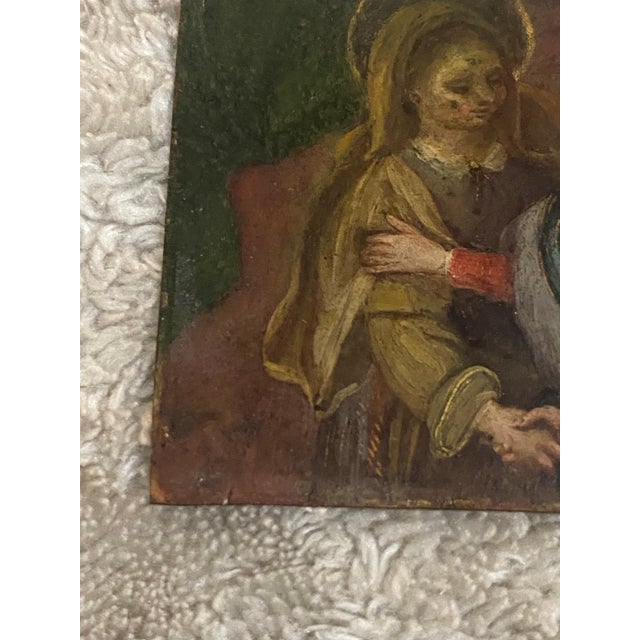 Late 18th Century Antique Retablo Old Master Oil Painting on Metal "Vision of the Virgin" For Sale - Image 9 of 10
