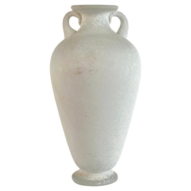 Scavo White Murano Glass Amphora Vase attributed to Karl Springer for Seguso, 1980s For Sale - Image 10 of 10