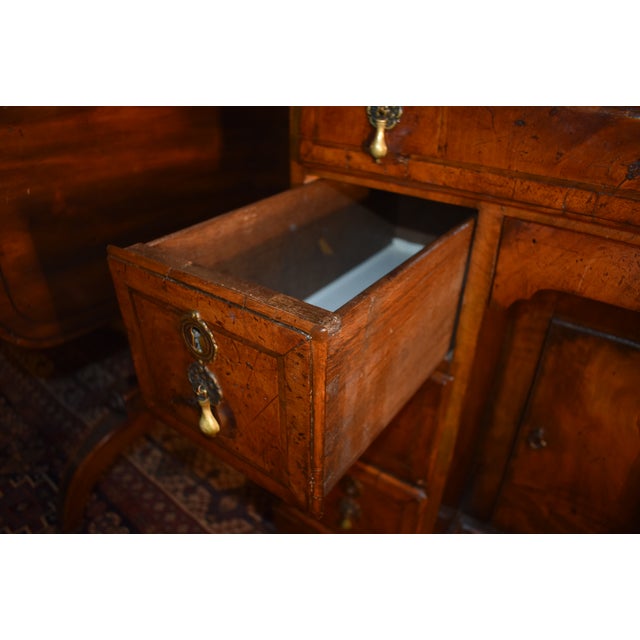 Wood Walnut Kneehole Dressing Table or Desk For Sale - Image 7 of 12