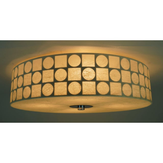 Metal Mid-Century Modern Cocoon Ceiling Lamp with Op Art Pattern by Fritz Wauer for Goldkant Leuchten For Sale - Image 7 of 15