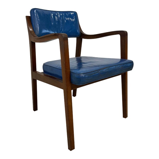 Blue Leather Dunbar Chair For Sale