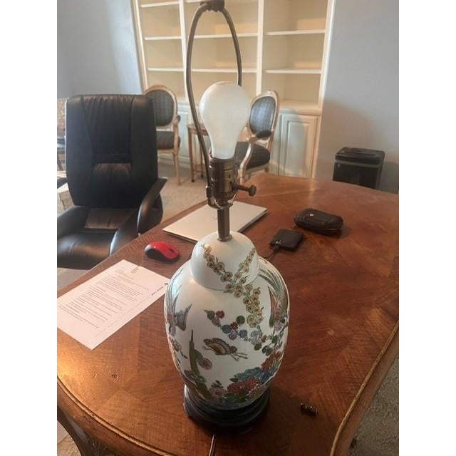 Mid 20th Century Chinoiserie Porcelain Ginger Jar Table Lamp For Sale - Image 4 of 4
