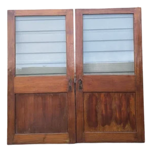 Vintage Teak Sailboat French Doors No Hardware Wooden Ship Salvage Maritime 50"h