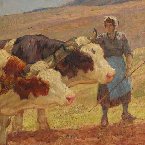 Clovis Terraire, La bourage en Bugey, Oil on Canvas, Framed For Sale - Image 5 of 15