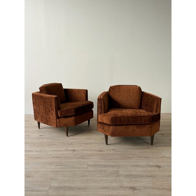 Textile Mid-Century Lounge Chair in Chocolate Chenille For Sale - Image 7 of 12