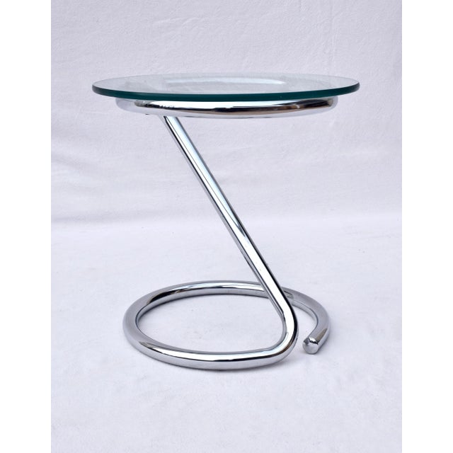 Sculptural Chrome and Glass Side Table, Mid-Century Modern, 1970s For Sale In Philadelphia - Image 6 of 6