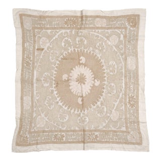 Mid 20th Century Tashkent Suzani Tablecloth 4'4'' X 4'4'' For Sale