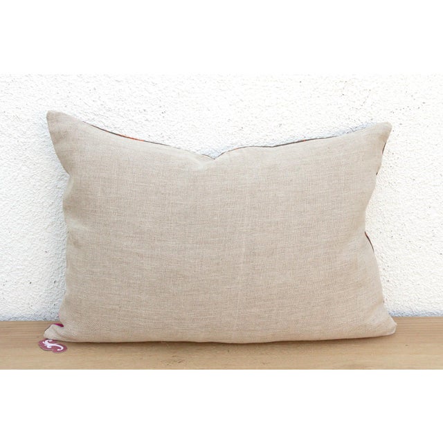 Sangrur Stitching, Antique Phulkari Lumbar Pillow Cover For Sale - Image 4 of 5