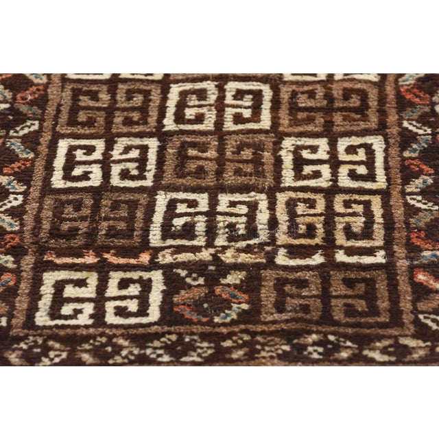 Mid 20th Century Vintage Persian Lori Greek Key Rug - 01'06 X 03'00 For Sale - Image 5 of 9