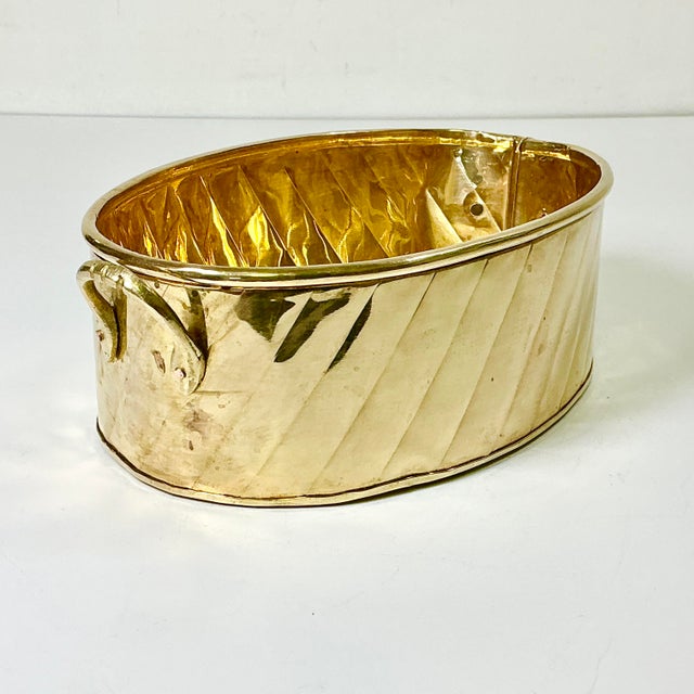 Metal Mid-Century Boho Chic Hollywood Regency Arts & Crafts Brass Oval Planter With Handles. For Sale - Image 7 of 13