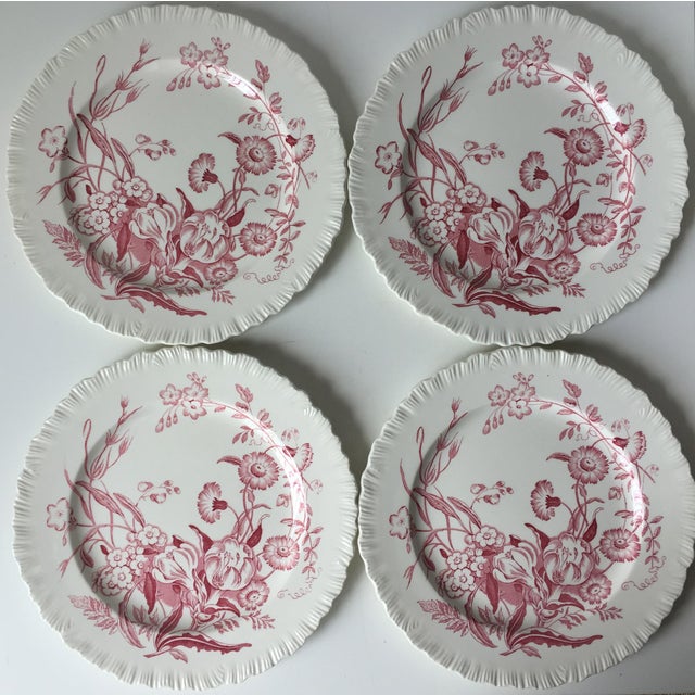 12 Antique Wedgwood Etruria Pink Transferware Plates Chairish