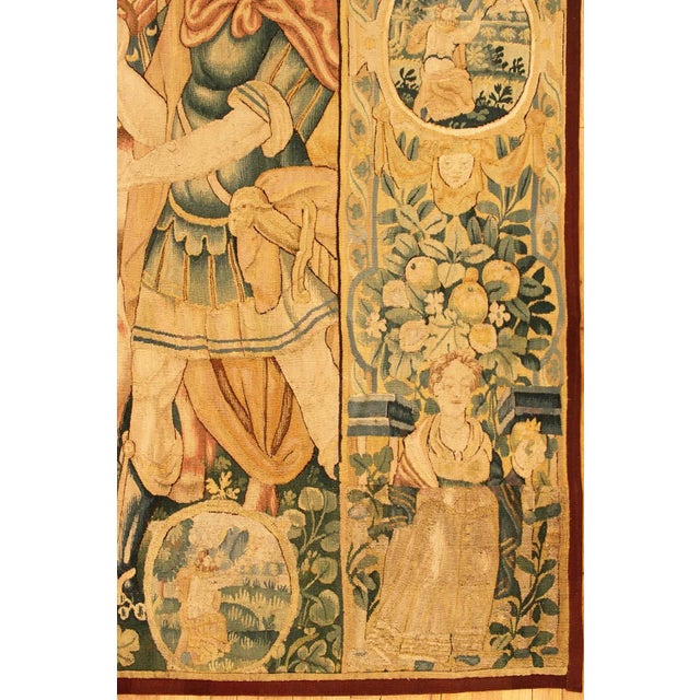 Traditional 17th Century Flemish Historical Tapestry Panel, with Female Figures, Vertical For Sale - Image 3 of 6