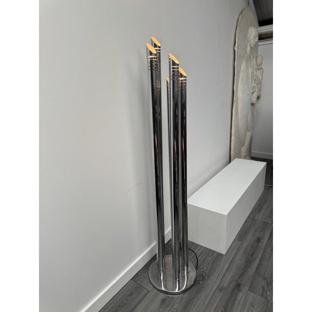 Gaetano Sciolari Tubular Chrome 5-Arm Floor Lamp by Gaetano Sciolari, 1965 For Sale - Image 4 of 9