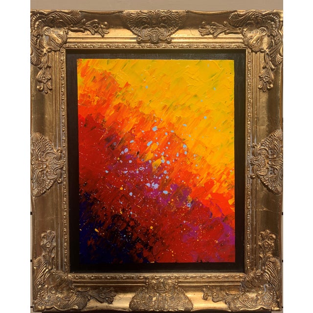 Abstract Original Abstract Painting on Canvas "Volcanic Eruption" , Signed, Framed For Sale - Image 3 of 9