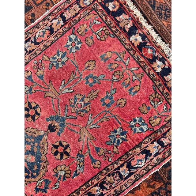 Blue Antique Lilihan Sarouk Runner Open Artistic Design in Rare Narrow Size Rug 2.8 x 9.7 For Sale - Image 8 of 10