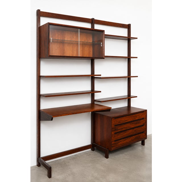 1950s Danish Modern Rosewood Modular Wall Unit / Desk / Display Cabinet For Sale In Las Vegas - Image 6 of 13