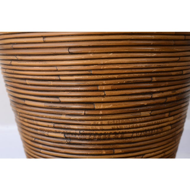 Vintage Boho Gabriella Crespi Style Pencil Reed Rattan Floor Vase For Sale - Image 9 of 12