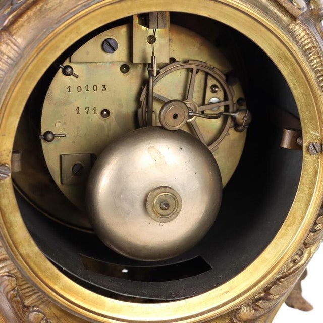 Metal Triptych Clock in Gilt Bronze, Set of 3 For Sale - Image 7 of 13