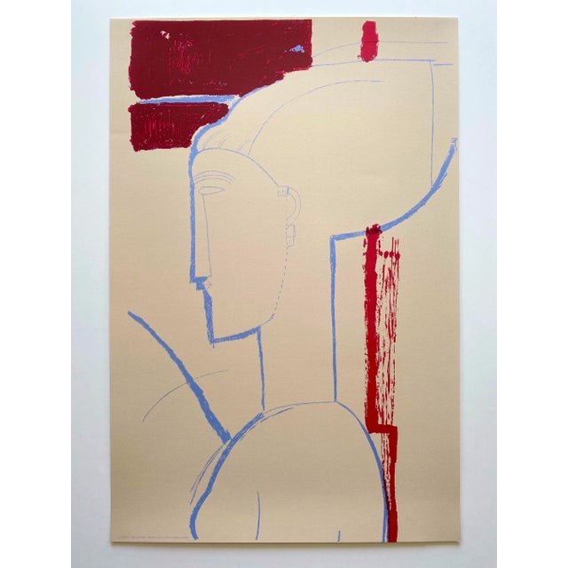 Amadeo Modigliani Vintage 1990's Italian Large Fine Art Silkscreen Serigraph Print " Testa Scultorea " 1911 For Sale - Image 9 of 9