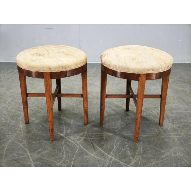 An elegant pair of Art Deco stools from Czechoslovakia, dating to the 1930s, preserved in good original condition. The...