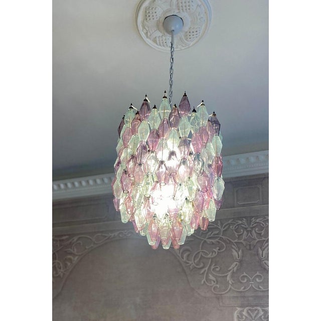 Mid-Century Pink Amethyst and Clear Poliedri Chandelier, 1960 For Sale - Image 10 of 14
