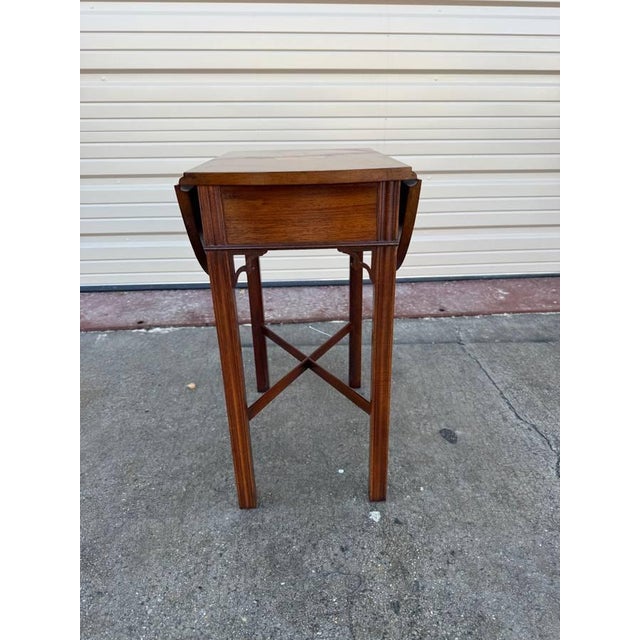 Baker Furniture Chippendale Style Mahogany Marquette Inlaid Drop Leaf Table. Pembroke Table For Sale In Washington DC - Image 6 of 12