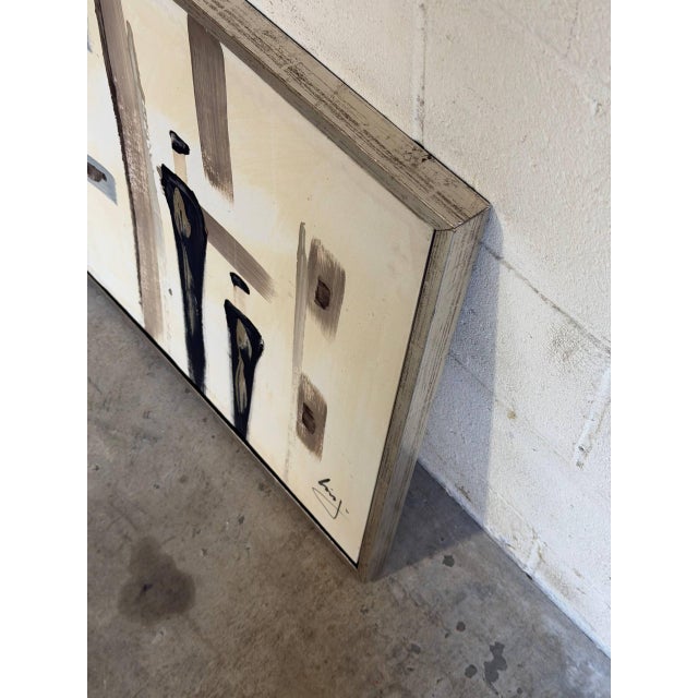 Two Men Art Canvas Painting Vintage Mid-Century Modern For Sale In Los Angeles - Image 6 of 9