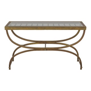 Modern Design Metal & Glass Top Console Sofa Table For Sale