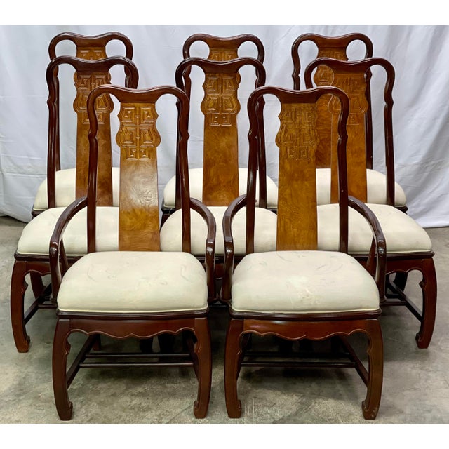 Vintage Universal Furniture Chinoiserie Burl & Ashwood Dining Chairs