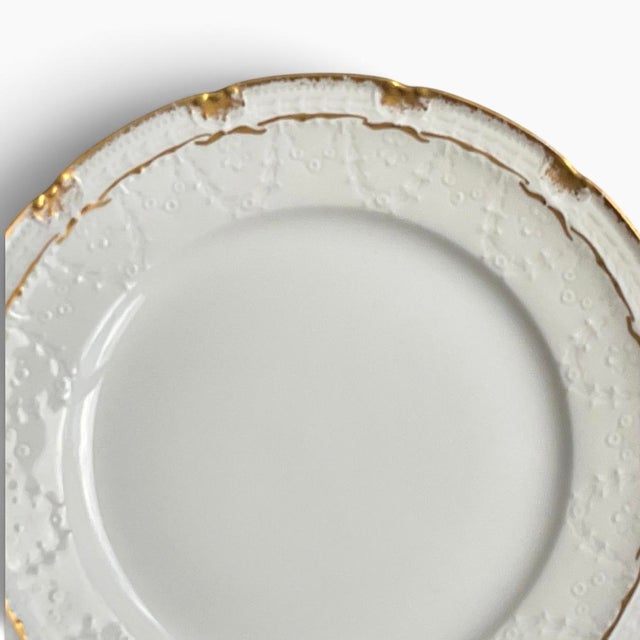 Antique Haviland Limoges Plates White Gold Floral - Set of 4 For Sale - Image 9 of 11