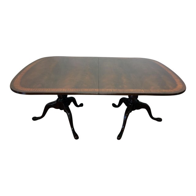 Drexel Heritage Inlaid Banded Mahogany Double Pedestal Dining Table Chairish