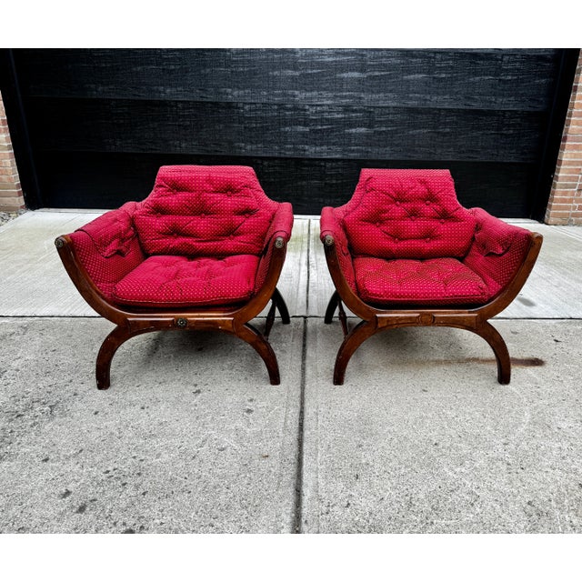 Textile Early 20th Century Vintage Louis XV Regency Savonarola X Base Chairs - a Pair For Sale - Image 7 of 10