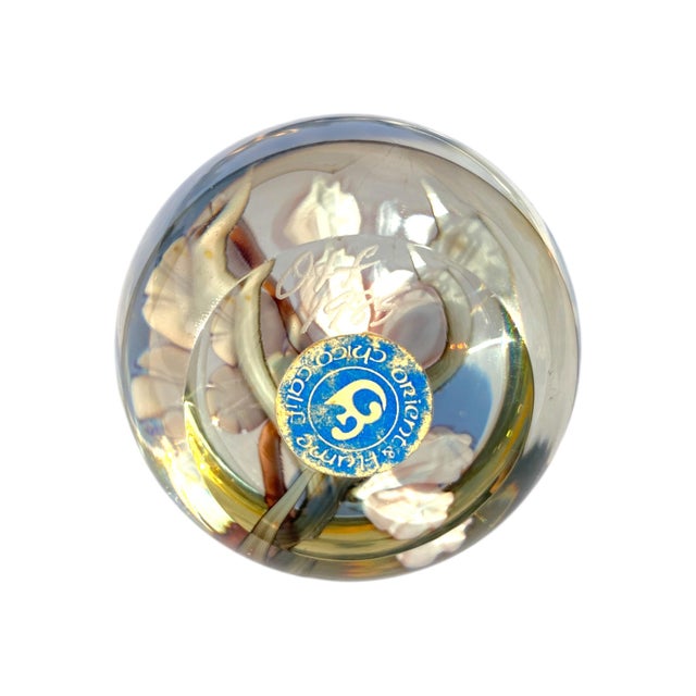 Orient & Flume Dogwood Blossom Flower California Art Glass Paperweight For Sale - Image 15 of 15