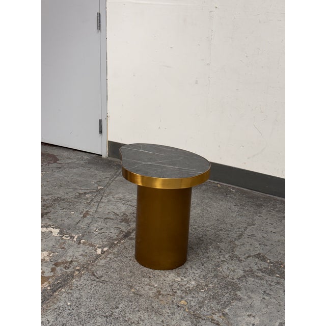 Modern Michael Oren Design Marquina Marble Kidney Side Table For Sale - Image 3 of 12