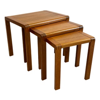 Teak Nesting Tables attributed to Salling Stolefabrik, 1960s, Set of 3 For Sale